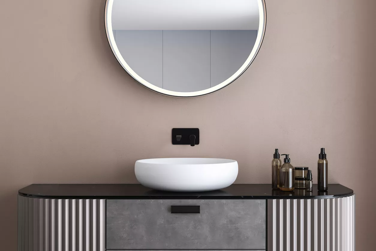 Curved bathroom vanity